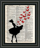 Ballerina artwork, Ballerina art, dancer artwork, girl releases butterflies