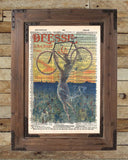 Beautiful girl, vintage bicycle art, dictionary page print -  - 2