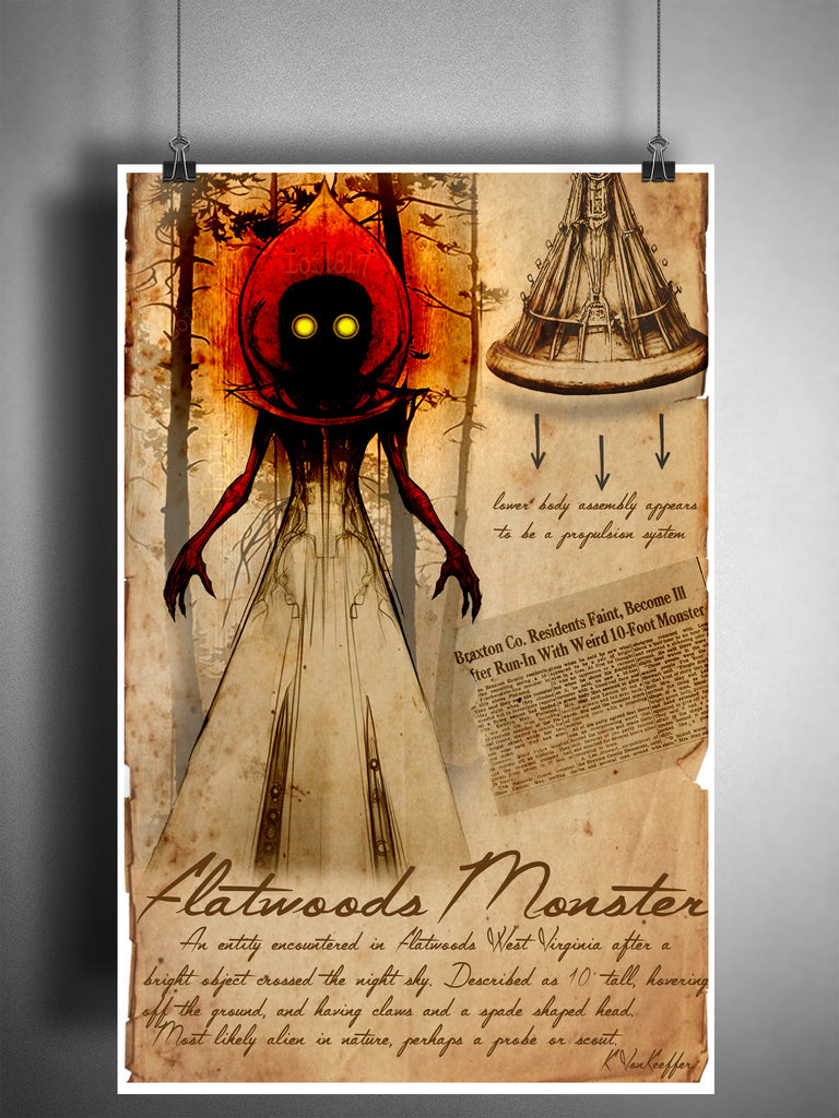 cryptids and monsters The Flatwoods Monster, cryptids monsters and folklore art