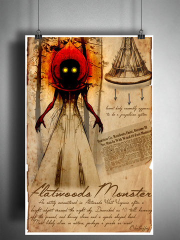 The Flatwoods Monster, cryptids monsters and folklore art