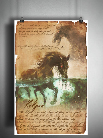 Kelpie, scottish water spirit, evil horse, myths monsters and folklore