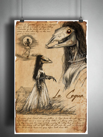 La Cegua, creepy Hispanic folklore, Mexican folklore art