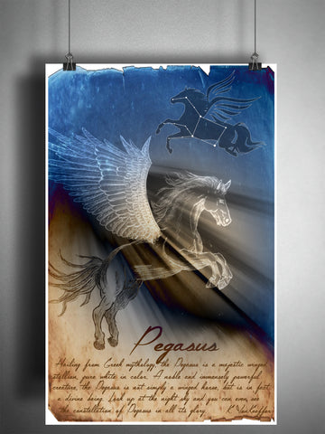 Pegasus mythology art, urban legend bestiary cryptozoology science journal art, monsters and folklore,