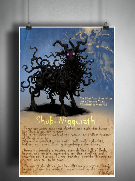 Shub-Niggurath, Lovecraftian eldritch horror series, creepy horror artwork, myths and monsters bestiary, cryptid artwork