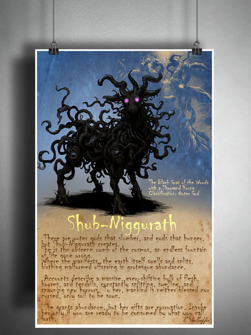 Shub-Niggurath, Lovecraftian eldritch horror series, creepy horror artwork, myths and monsters bestiary, cryptid artwork