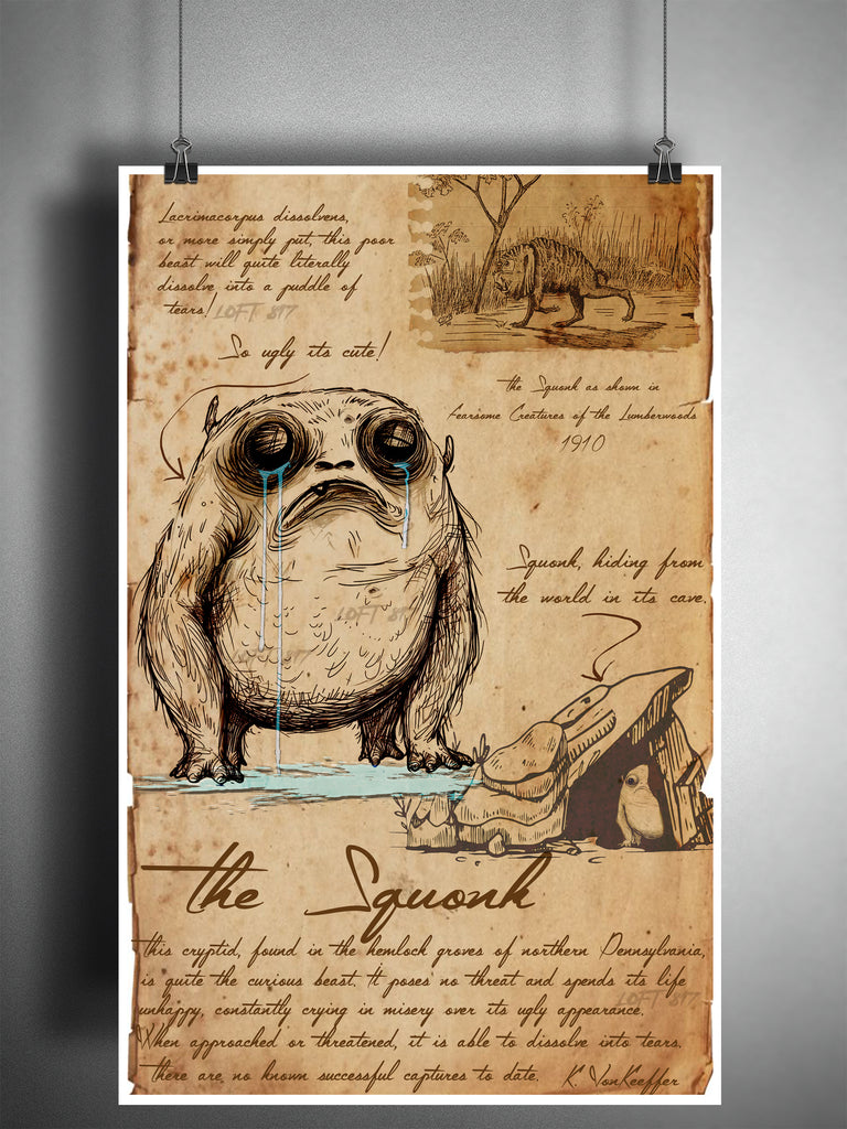 monsters in pa Squonk, Pennsylvania folklore cryptid art, bestiary journal art, monsters and folklore 8x10