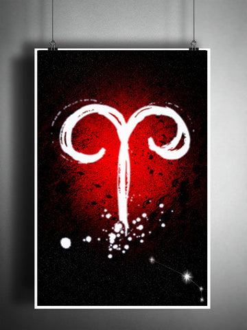 Aries zodiac sign art, horoscope symbol artwork, fire element