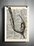 White wine splash art, wine lovers art, art for wine drinker, wine splash