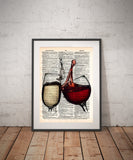 Wine splash art, red and white wine, wedding toast art, wine lovers art -  - 1