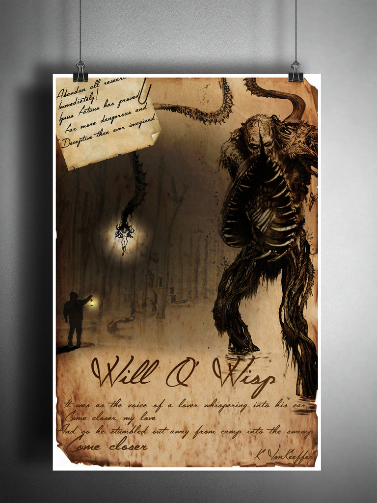 cryptids and monsters Will O Wisp cryptid art, bestiary cryptozoology science journal art, m – Loft 817