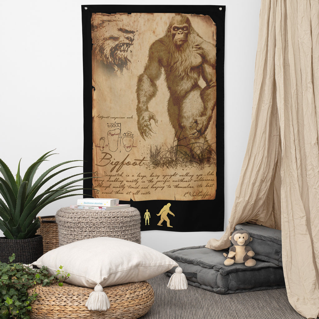 bigfoot art monsters splatter rooms Bigfoot tapestry