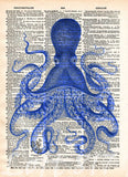 Octopus wall art, vintage octopus drawing, dictionary print, book page art -  - 4