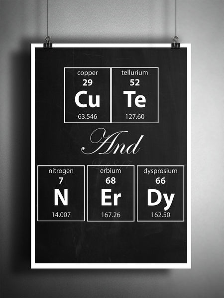 Cute and Nerdy, Periodic table art print, nerdy art, gift for her, gee ...