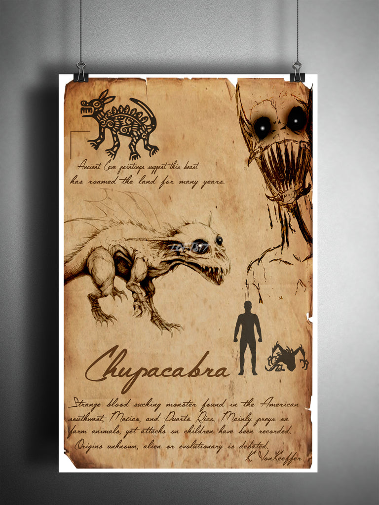 cave paintings of monsters Chupacabra cryptid art, urban legend bestiary cryptozoology science jo – Loft 817