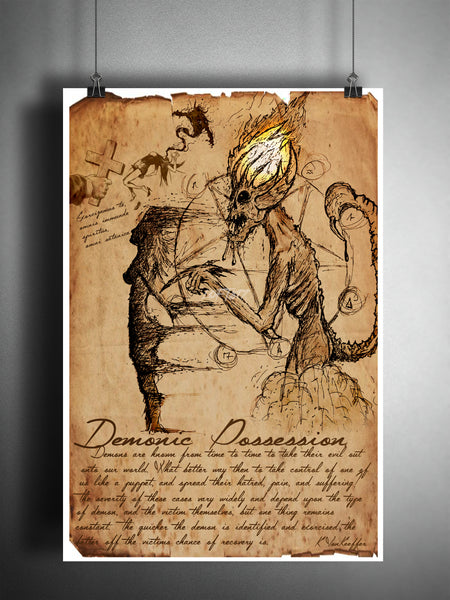 Demonic Possession, folklore, legends, creepy horror artwork, myths and monsters bestiary,