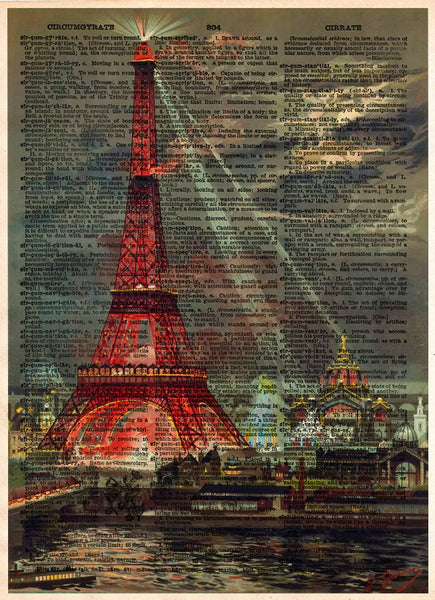Eiffel tower french art, romantic Eiffel tower print, Georges Garen 1889 art print