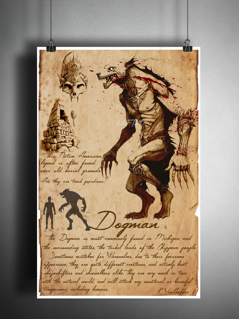 myths of monsters Dogman, Myths monsters and cryptids, native american folklore art