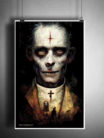 The Exorcist, horror art, creepy nightmare charcoal artwork