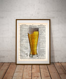 Beer pint pilsner art, frosty beer, man cave art, gift for beer lover, the perfect pint, dictionary art
