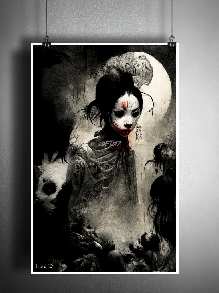 Himiko,　beautiful　spooky　geisha　queen　–　japanese　horror　art,　vampire　Loft　817