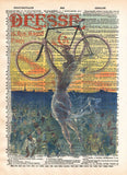 Beautiful girl, vintage bicycle art, dictionary page print -  - 1