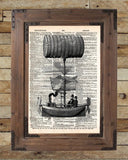 Steampunk steamship is the latest victorian technology, vintage illustration on dictionary page book art print -  - 2