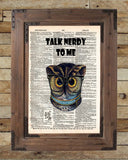 Talk Nerdy to Me, owl geeky nerdy print, dictionary page print -  - 2