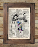 Vintage dancing girl, french art print, dictionary page book art print -  - 2