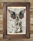 Dark Fairy, skeleton fairy, skeleton oddity, dictionary page book art print -  - 2