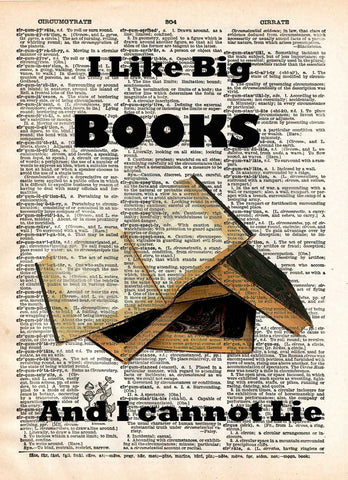 I Like big BOOKS, geeky nerdy art,  vintage dictionary page book art print -  - 1