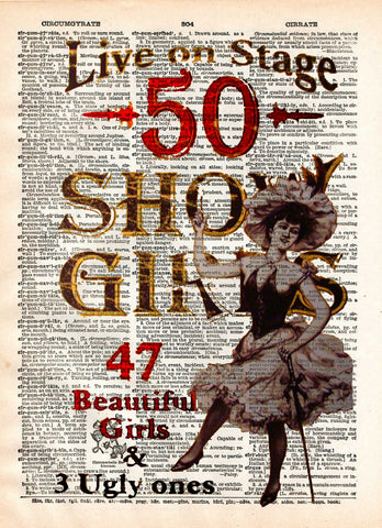 Vintage showgirls saloon sign, wild west saloon sign, burlesque art poster -  - 1