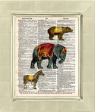 Childrens room art print, circus animals, elephant, bear, zebra vintage dictionary page art print -  - 2