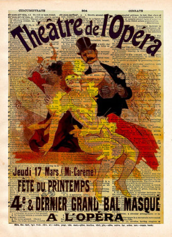 Vintage Opera print, vintage advertising, Theatre de L'Opera Theatre sign, vintage dictionary art print -  - 1