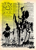 Don Quixote Print, Picasso drawing, vintage dictionary art print -  - 1