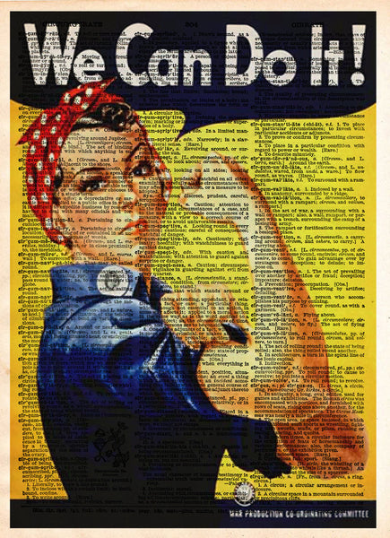 Rosie the Riveter, We Can Do It, WPA poster, vintage inspirational wall art, dictionary page art print -  - 1