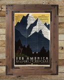WPA national park poster, Montana wall art, vintage sign, art deco vintage wall decor, dictionary page print -  - 2