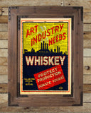Art Industry needs Whiskey, WPA advertising poster, art deco wall art, Dictionary page print -  - 2