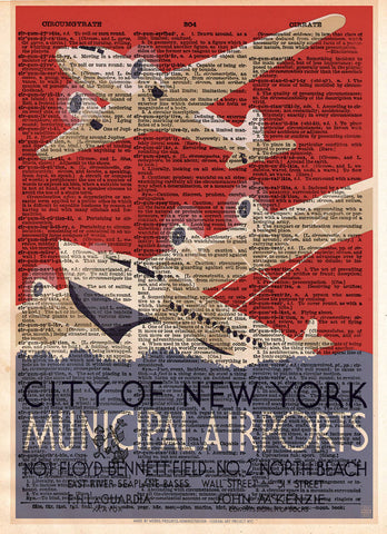 New York wall art print, WPA poster, retro 1930's wall art, dictionary page art print -  - 1