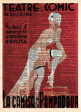 Vintage Burlesque, french cabaret poster, Burlesque art, Teatre comic de barcelona french advertising, dictionary page art print -  - 1