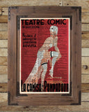 Vintage Burlesque, french cabaret poster, Burlesque art, Teatre comic de barcelona french advertising, dictionary page art print -  - 2