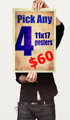 Pick ANY 4 11"x17" art prints from my shop for one low Price.