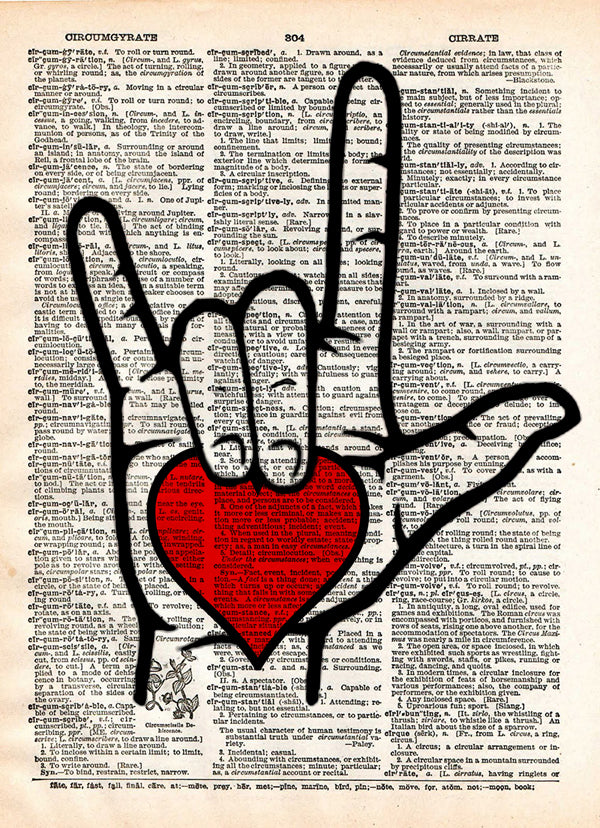 I love you sign, sign language i love you art, romantic heart art