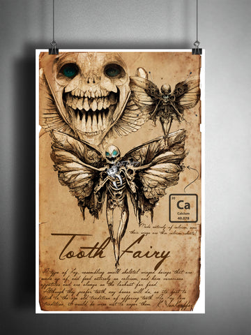 Creepy Tooth Fairy, cryptid art, bestiary journal art, monsters and folklore